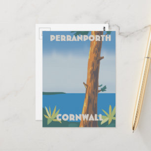 Cartão Postal cartaz de viagem Perranporth Cornwall