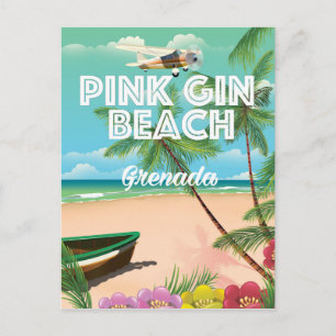 Cartão Postal cartaz de viagem praia gin rosa Grenada