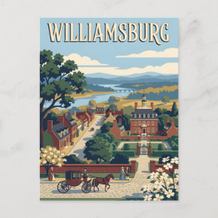 Cartão Postal Cartaz de Viagem Retro Colonial Williamsburg Virgí