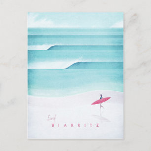 Cartão Postal Cartaz de Viagem Retrô de Biarritz - Postal de Art