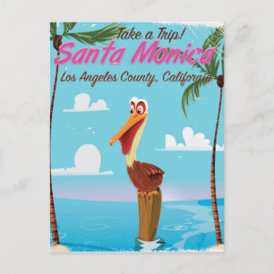 Cartão Postal Cartaz de viagem retrô de desenho animado de Santa