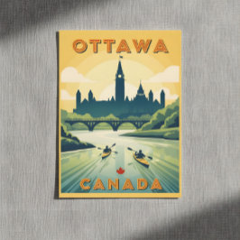 Cartão Postal Cartaz de viagem retrô de Ottawa Canadá