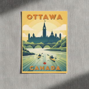 Cartão Postal Cartaz de viagem retrô de Ottawa Canadá