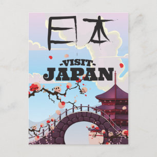 Cartão Postal Cartaz de viagem retrô do Japão.