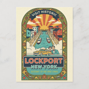 Cartão Postal Cartaz de Viagem Retro Lockport NY