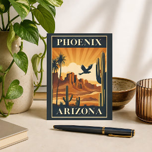 Cartão Postal Cartaz de Viagem Retro Phoenix Arizona