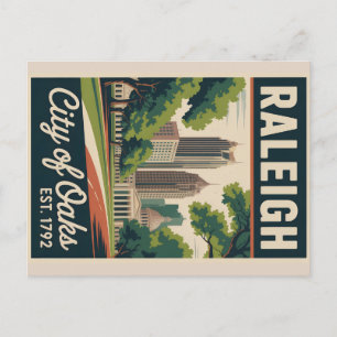 Cartão Postal Cartaz de Viagem Retro Raleigh Carolina do Norte V