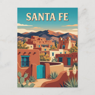 Cartão Postal Cartaz de Viagem Retro Sudoeste Santa Fe Novo Méxi