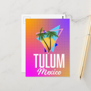 Cartão Postal Cartaz de viagem retrô Tulum México.