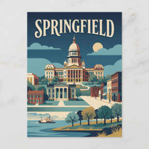 Cartão Postal Cartaz de Viagem Retro Vintage da Cidade de Spring