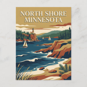 Cartão Postal Cartaz de Viagem Retro Vintage da Costa Norte de M