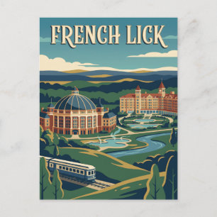Cartão Postal Cartaz de Viagem Retro Vintage French Lick Indiana