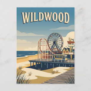 Cartão Postal Cartaz de Viagem Retro Vintage Wildwood Nova Jerse