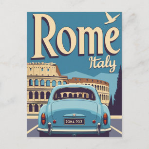 Cartão Postal Cartaz de Viagem Roma Itália Antiga Coliseu