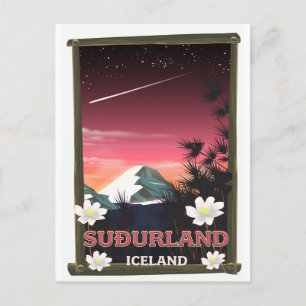 Cartão Postal cartaz de viagem Suðurland Islândia