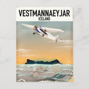 Cartão Postal Cartaz de viagem Vestmannaeyjar Islândia.
