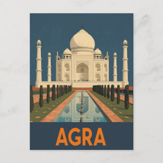 Cartão Postal Cartaz de Viagem Vintage Agra Índia Taj Mahal