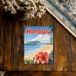 Cartão Postal Cartaz de Viagem Vintage Aloha Honolulu
