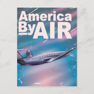 Cartão Postal Cartaz de viagem vintage América de Avião