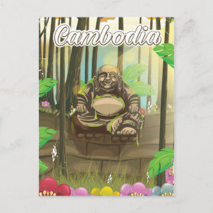 Cartão Postal cartaz de viagem vintage Buda Camboja