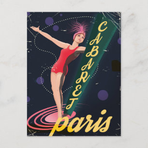 Cartão Postal Cartaz de viagem vintage Cabaret Paris