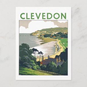 Cartão Postal Cartaz de Viagem Vintage Clevedon