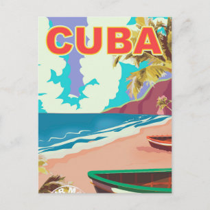 Cartão Postal Cartaz de viagem vintage Cuba