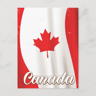 Cartão Postal Cartaz de viagem vintage da bandeira do Canadá