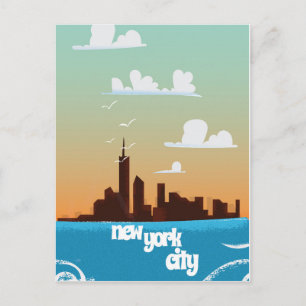 Cartão Postal cartaz de viagem vintage da cidade de Nova York