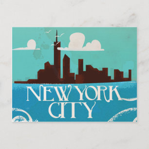 Cartão Postal Cartaz de viagem vintage da cidade de Nova York
