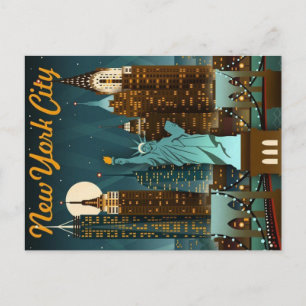Cartão Postal cartaz de viagem vintage da cidade de nova york