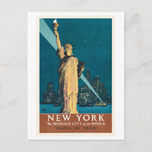 Cartão Postal Cartaz de Viagem Vintage da Cidade de Nova York