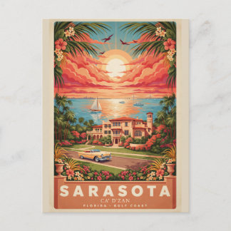 Cartão Postal Cartaz de Viagem Vintage da Flórida Ca' d'Zan em S