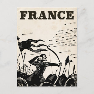 Cartão Postal cartaz de viagem vintage da França. carro medieval