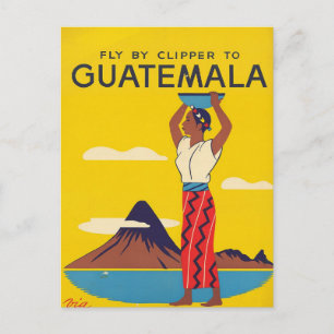 Cartão Postal Cartaz de Viagem Vintage da Guatemala Companhia Aé