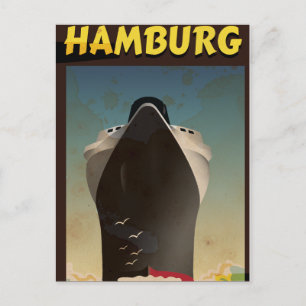 Cartão Postal Cartaz de Viagem Vintage da Hamburg Liner