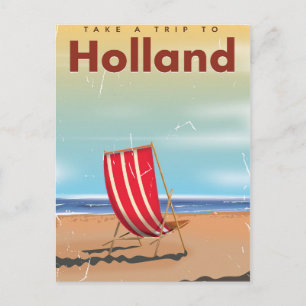 Cartão Postal Cartaz de viagem vintage da Holanda