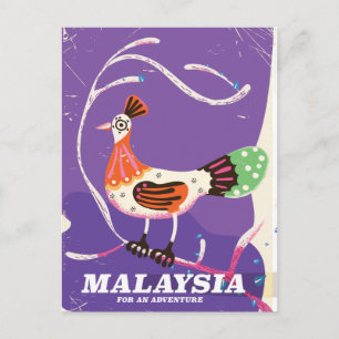 Cartão Postal Cartaz de viagem vintage da Malásia