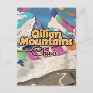 Cartão Postal Cartaz de viagem vintage da montanha Qilian da Chi