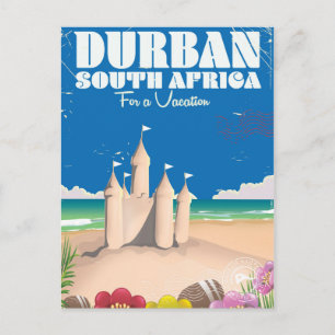 Cartão Postal Cartaz de viagem vintage da praia de Durban África