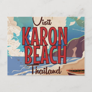 Cartão Postal Cartaz de viagem vintage da Praia de Karon Tailând