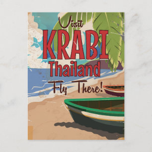 Cartão Postal Cartaz de viagem vintage da Praia de Krabi Tailând