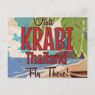 Cartão Postal Cartaz de viagem vintage da Praia de Krabi Tailând