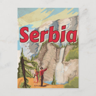 Cartão Postal Cartaz de viagem vintage da Sérvia
