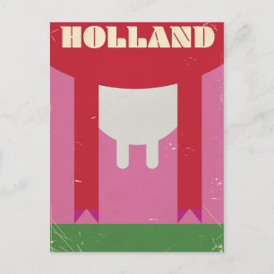 Cartão Postal Cartaz de viagem vintage da vaca leiteira Holanda