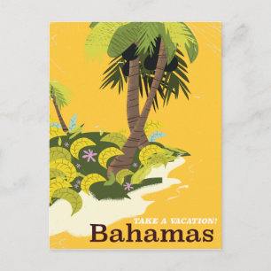 Cartão Postal Cartaz de viagem vintage das Bahamas para férias