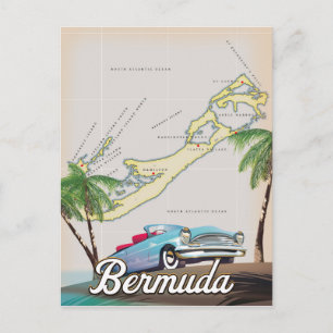 Cartão Postal Cartaz de viagem vintage das Bermudas