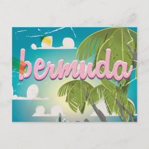 Cartão Postal Cartaz de viagem vintage das Bermudas cartoon