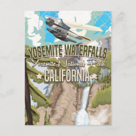 Cartão Postal Cartaz de viagem vintage das Cataratas de Yosemite