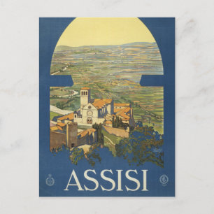 Cartão Postal Cartaz de viagem vintage de Assisi, Itália